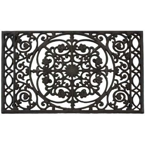 Tapis de porte rectangulaire en fonte marron de style rustique vintage "spécial exterieur"