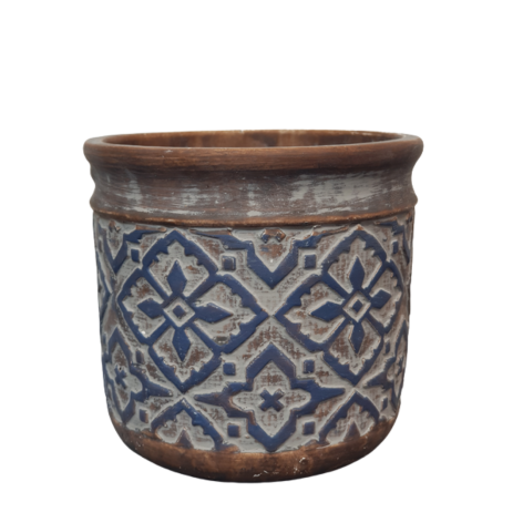 Cache-pot rond en ciment « Bleu Antique » GM