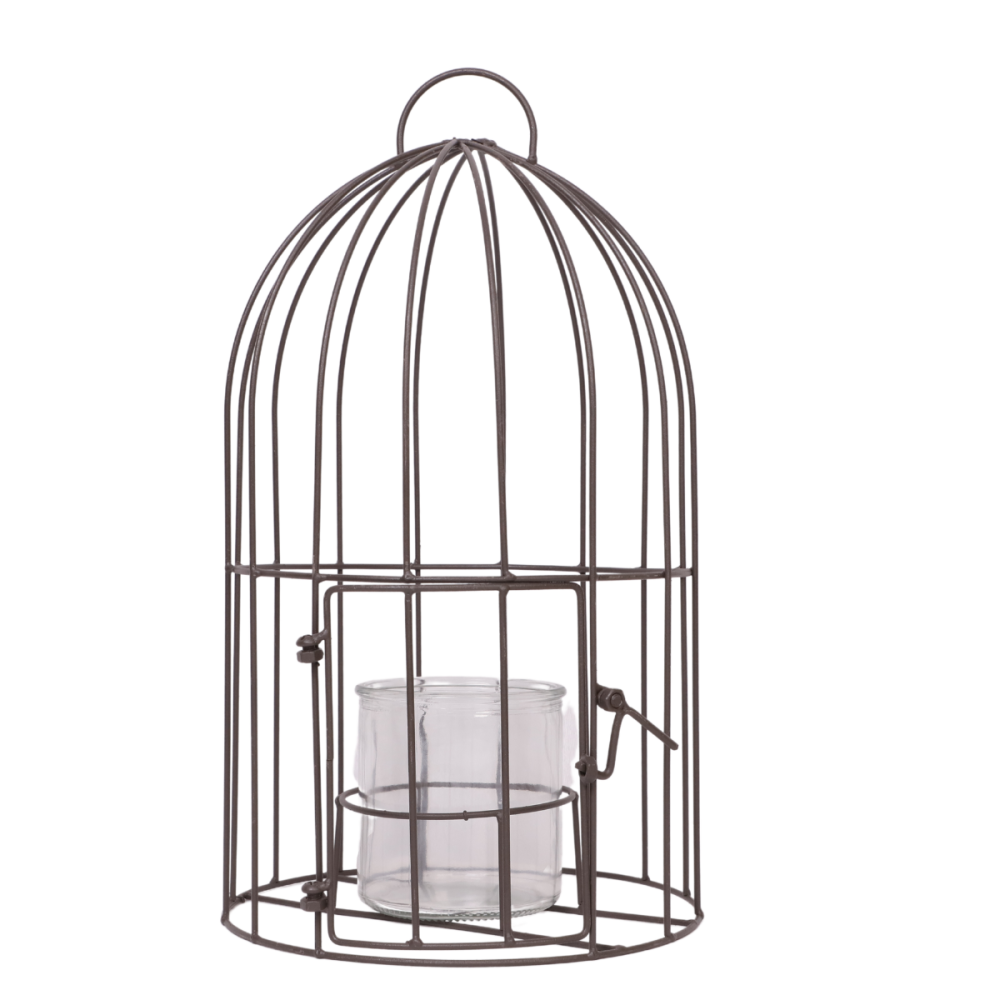 Cage en fer avec verrerie