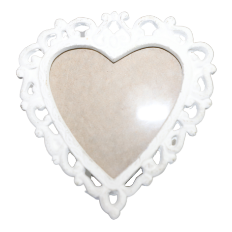 Cadre photo "Coeur" blanc en ciment + verre