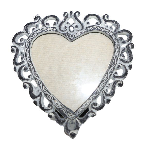 Cadre photo "Coeur" gris en ciment + verre