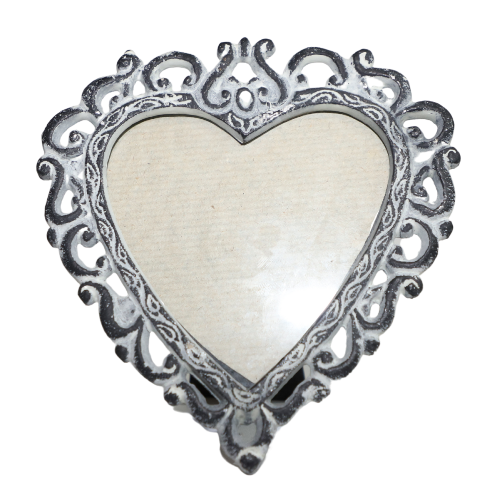 Cadre photo "Coeur" gris en ciment + verre