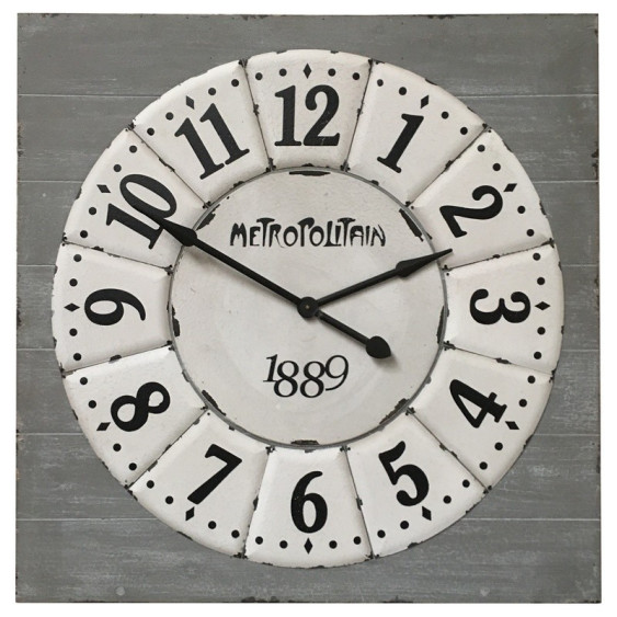 Horloge Industrielle en Métal et Bois