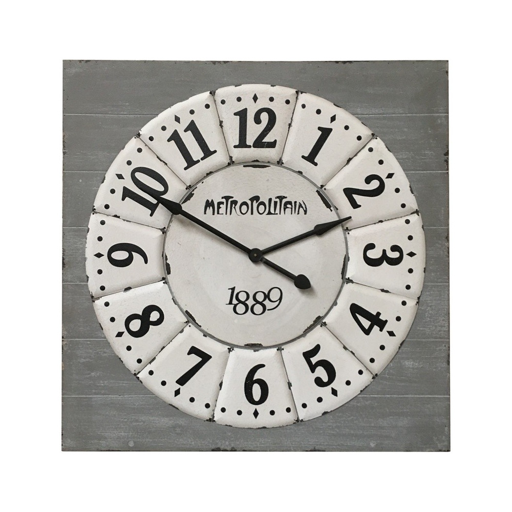 Horloge Industrielle en Métal et Bois