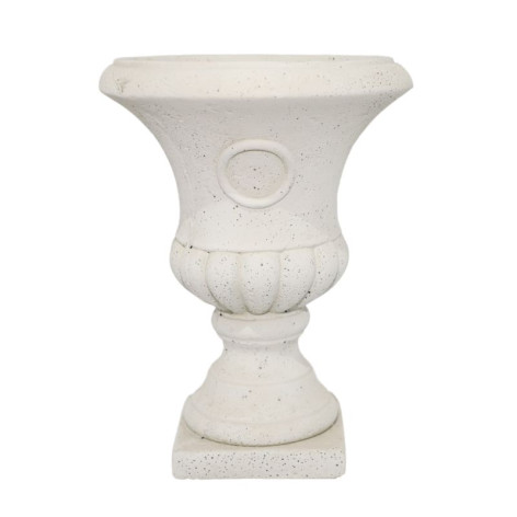 Cache-pot rond "Medicis" en ciment Blanc motif vieilli