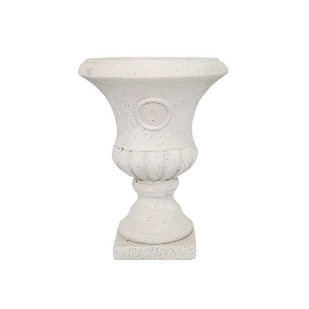 Cache-pot rond "Medicis" en ciment Blanc motif vieilli