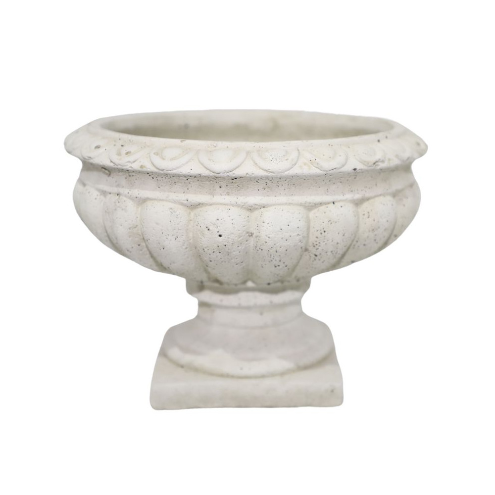 Coupe ronde "Medicis" en ciment Blanc motif vieilli