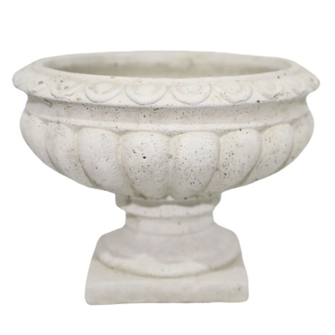 Coupe ronde "Medicis" en ciment Blanc motif vieilli