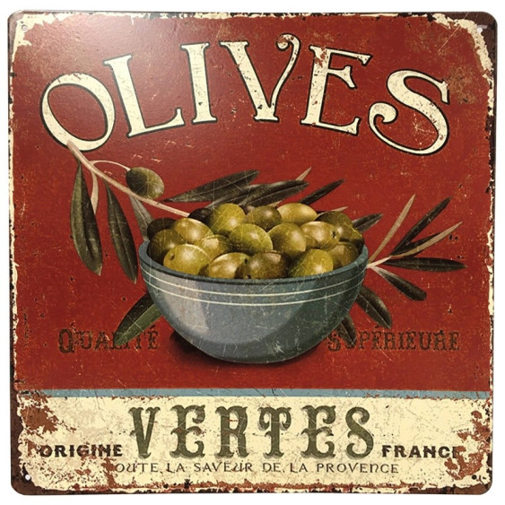 Plaque Pub Plaque Déco Plaque Rétro Plaque Métal Fer Olives