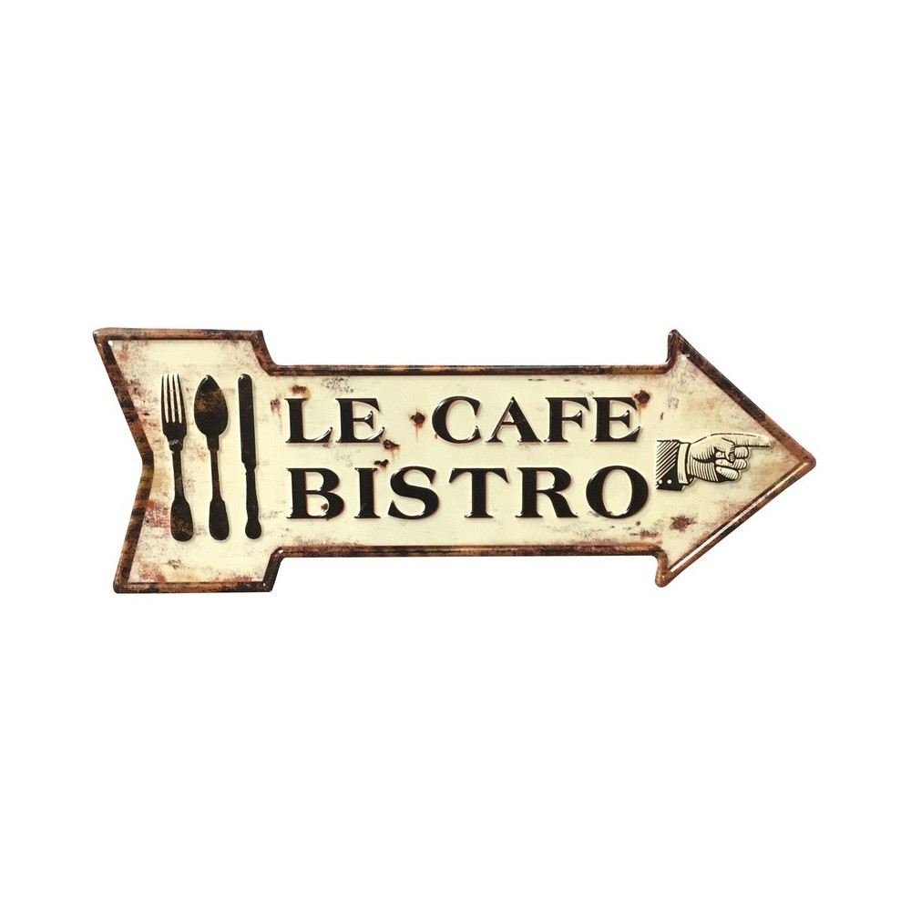 Plaque décorative flèche "Le café Bistro"