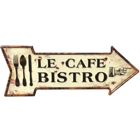 Plaque décorative flèche "Le café Bistro"