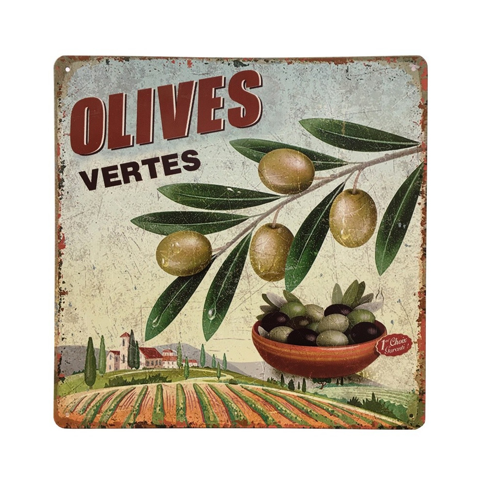 Plaque Pub Plaque Métal Fer Plaque Rétro Plaque Déco Olives Vertes