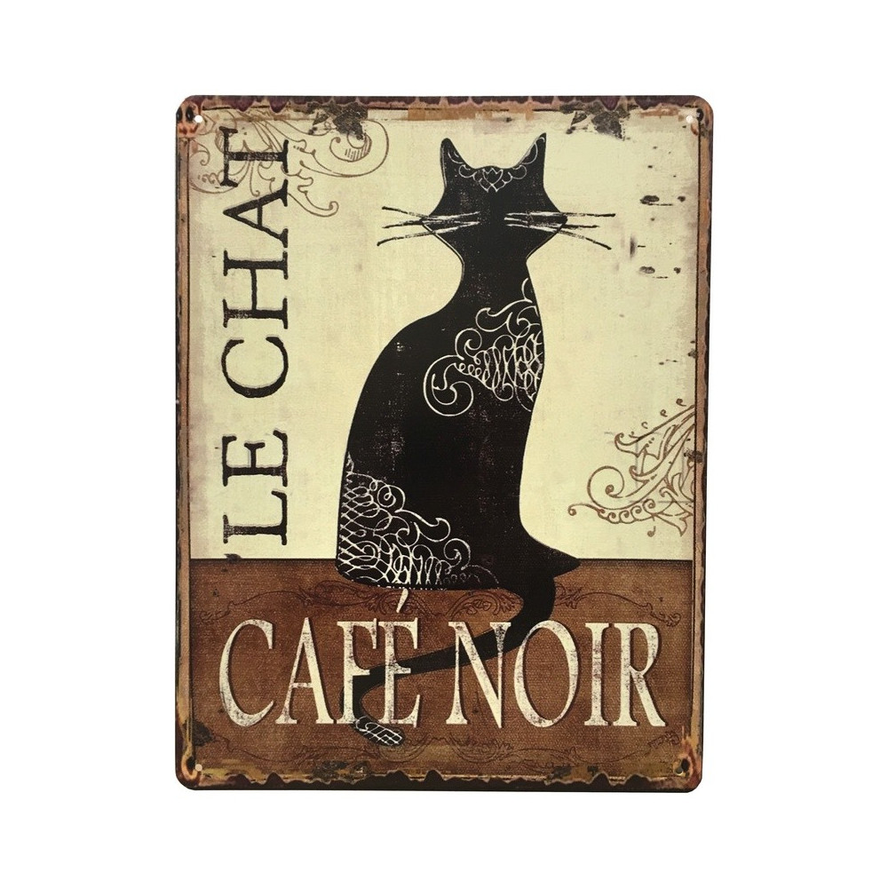 Plaque Pub Plaque Déco Plaque Rétro Plaque Métal Fer Le Chat Café Noir