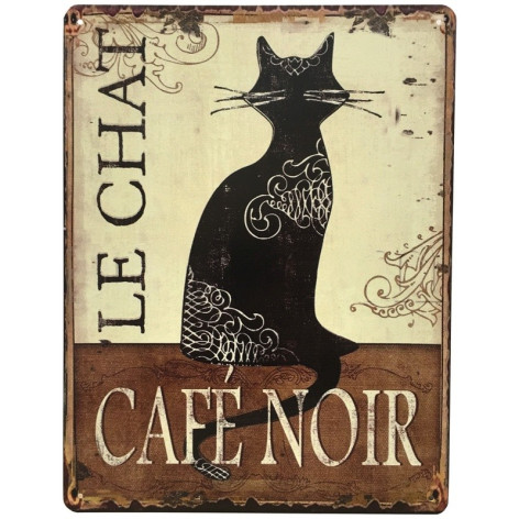 Plaque Pub Plaque Déco Plaque Rétro Plaque Métal Fer Le Chat Café Noir