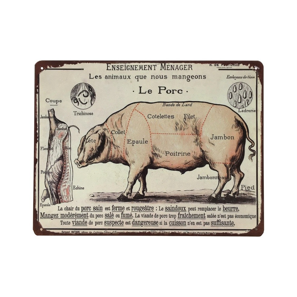 Plaque Pub Plaque Déco Plaque Rétro Plaque Métal Fer Le Porc