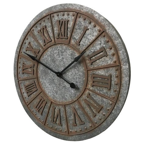 Horloge en métal gris et marron Ø.90 cm