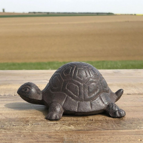 Tortue cache-clé en fonte marron