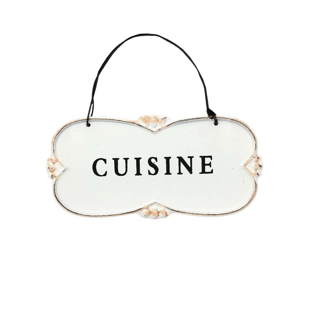 Plaque de porte "Cuisine" en métal Blanc