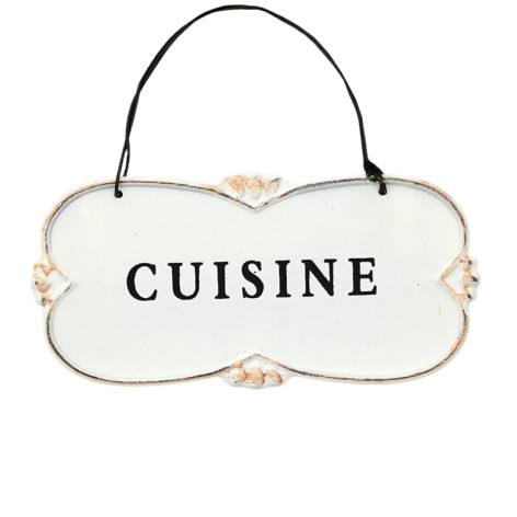 Plaque de porte "Cuisine" en métal Blanc