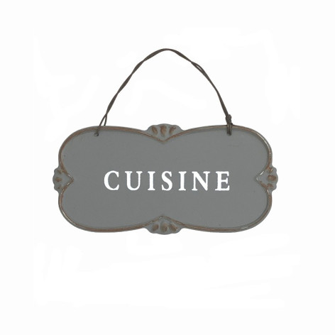 PLAQUE DE PORTE ALU GRIS " CUISINE"