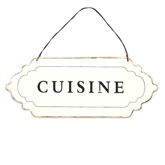 Plaque de porte blanche "cuisine"