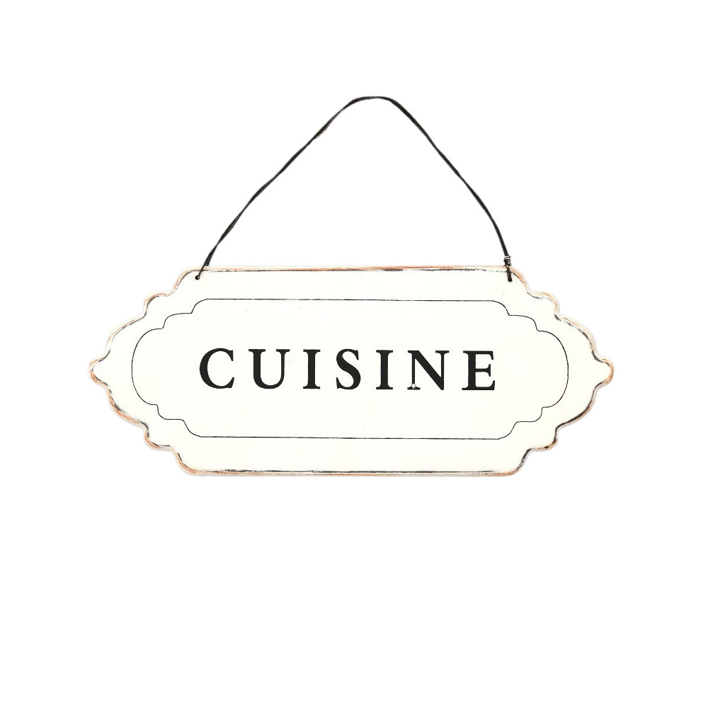 Plaque de porte blanche "cuisine"