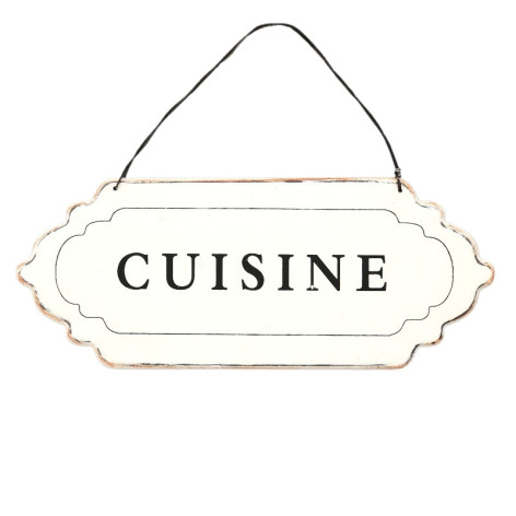 Plaque de porte blanche "cuisine"