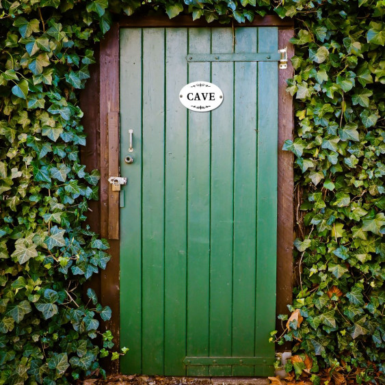 Plaque de porte alu à fixer blanc " cave "