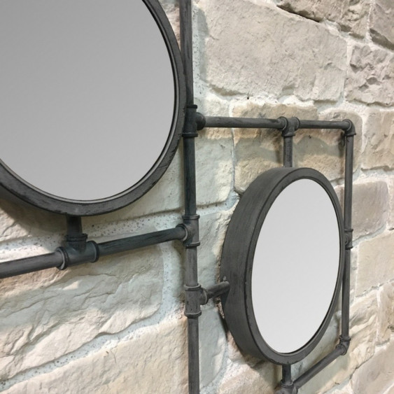 Miroir Multiple de Style Industriel "Tube" en Métal gris