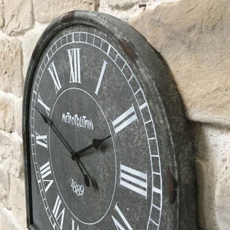 Horloge Industrielle en Zinc vieilli