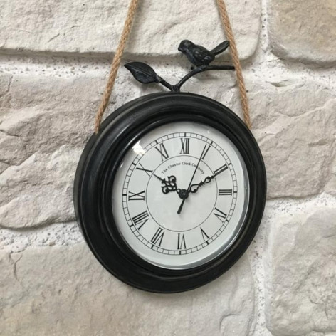 Horloge à suspendre "Oiseau" en métal + cordelette