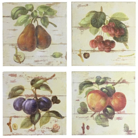 Ensemble de 4 Peintures sur toile représentant des fruits