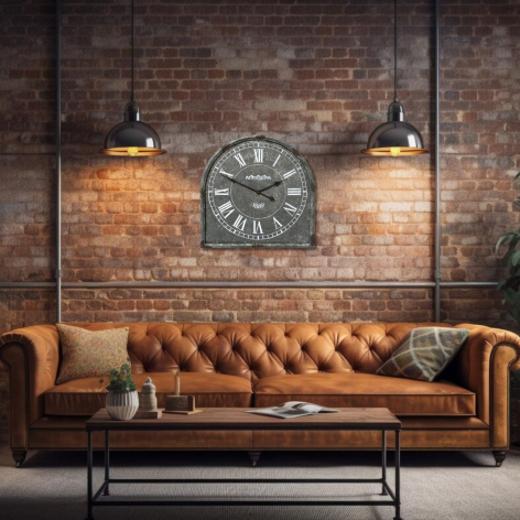 Horloge Industrielle en Zinc vieilli