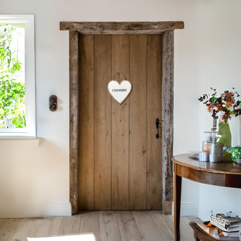 Plaque de porte en forme de coeur "Chambre"