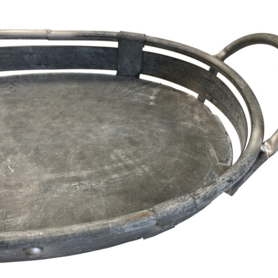 Set de 3  plateaux en métal gris ovale