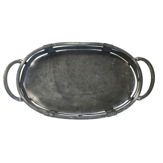 Set de 3  plateaux en métal gris ovale