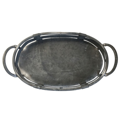 Set de 3 plateaux en métal gris L.47-40-31 cm