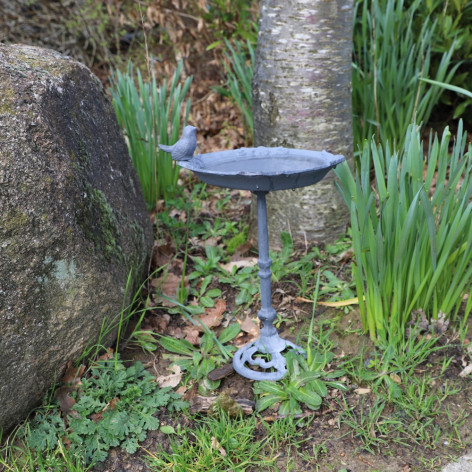 Bain d’Oiseaux sur pied - «Oiseau» en fonte Grise