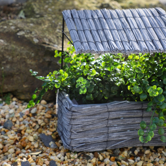 Coupe rectangle "Maisonnette" en osier gris