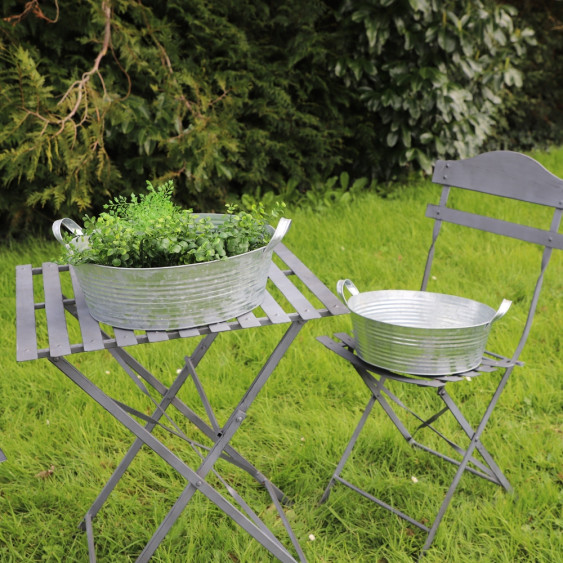 Set de 3 coupes rondes en zinc «Champêtre» striées horizontalement