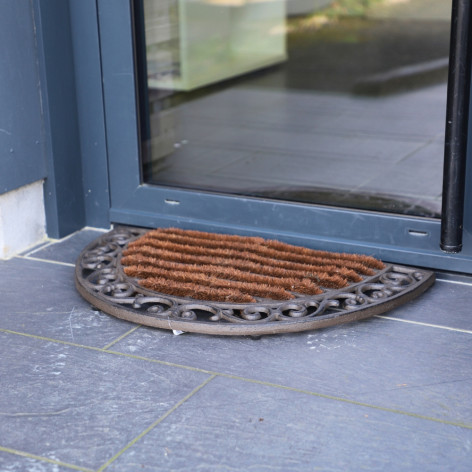 Tapis de porte demi-sphère en fonte marron de style rustique vintage "spécial exterieur"