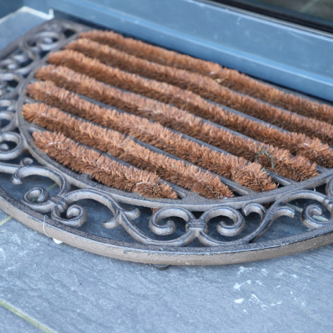 Tapis de porte demi-sphère en fonte marron de style rustique vintage "spécial exterieur"