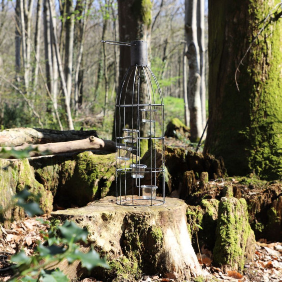 Lanterne porte 5 bougeoires en zinc