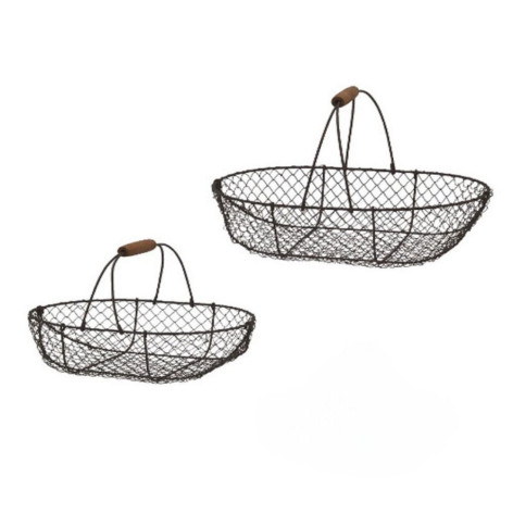 Set de 2 paniers grillagés en métal gris L.30.5-35.5 cm