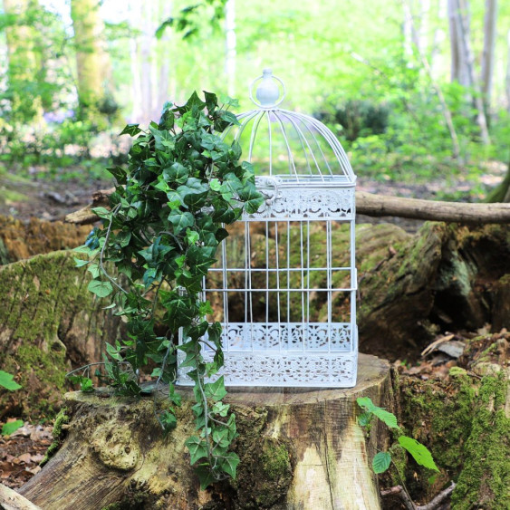 Cage à oiseaux blanche carré