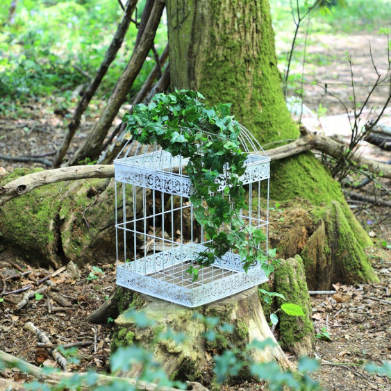 Cage à oiseaux blanche carré