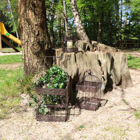 Cage à oiseaux carrée marron