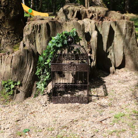 Cage à oiseaux carrée marron