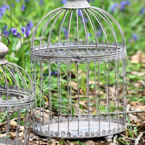 Set de 2 cages en métal gris Ht.46.5 x 33.5 cm