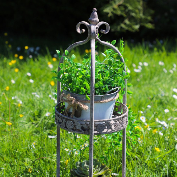 Présentoir pour 2 plantes en métal vieilli